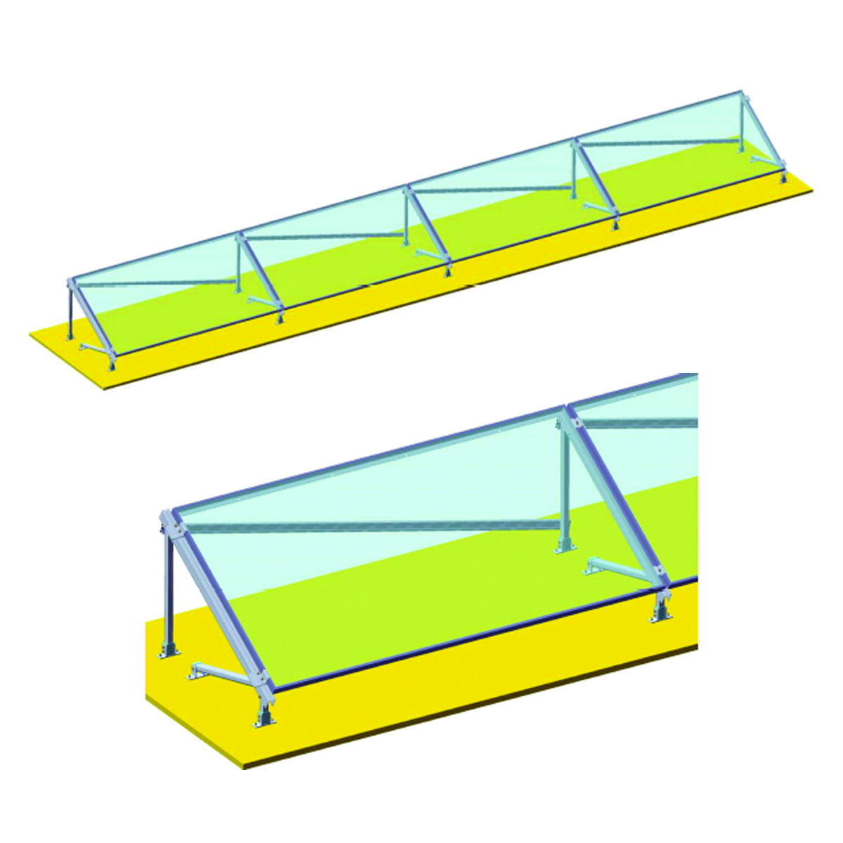 Complete mounting system on concrete for 4 photovoltaic solar panels at 30 degrees Breckner Germany